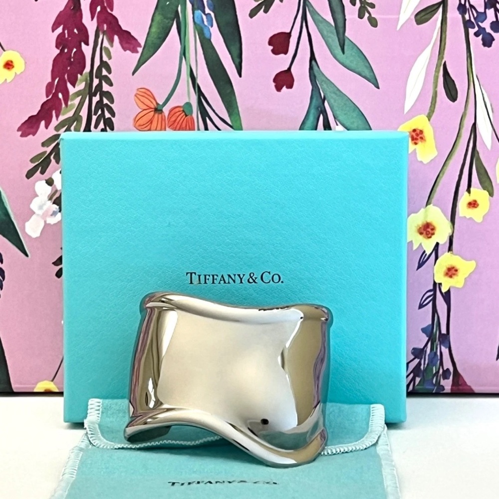 Tiffany & Co Elsa Peretti Ruthenium Bone Cuff Bracelet Medium; w/ Original Box